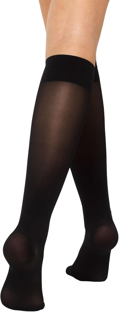 Healthweir Sheer Graduated Compression Knee High Stockings for Women 15–20 mmHg – Made in Italy Support Socks, Closed Toe, Nurses, Travel, Varicos...