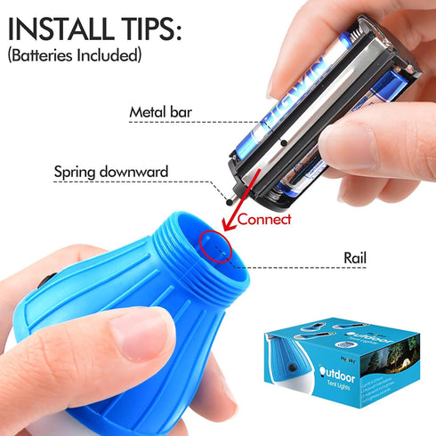 FLY2SKY Tent Lamp Portable LED Tent Lights Blue 4 Packs Hook Hurricane Emergency Lights LED Camping Lights Bulb Camping Tent Lanterns Camping Equi...