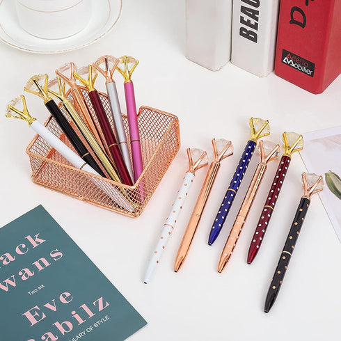 Bling Crystal Diamond Pen metal ballpoint pens for Office School with Reffills students gift, pack of 3 4 5 8 12 (8 rose gold)...