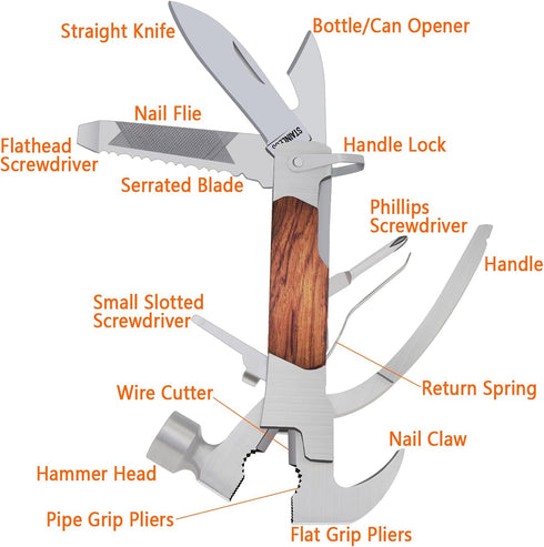 Gifts for Dad Hammer Multitool 14 in 1 from Daughter Son Fathers Day, Unique Birthday Ideas Gift for Husbands Him Men, Cool Gadget Christmas Stock...