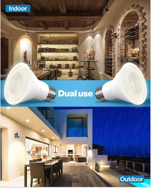 Sunco Lighting 6 Pack PAR20 LED Bulbs 50W Equivalent 7W Dimmable, CRI90 5000K Daylight 470 Lumens E26 Medium Base IP65 Waterproof Indoor Home Resi...