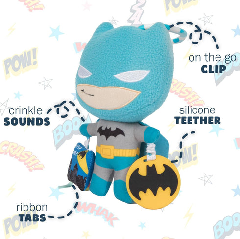 KIDS PREFERRED DC Comics The Batman Multi Sensory Activity Toy with Teethers, Crinkle Textures, and Clip for On The Go Fun for Infant and Baby Boy...
