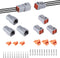 MUYI 3 Kits 4 Pin Way DTP Series Connector 14-12 AWG Waterproof Electrical Plugs IP65 Waterproof Heavy Duty Sockets Size 12 Terminal Pins Current ...