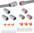 MUYI 3 Kits 4 Pin Way DTP Series Connector 14-12 AWG Waterproof Electrical Plugs IP65 Waterproof Heavy Duty Sockets Size 12 Terminal Pins Current ...