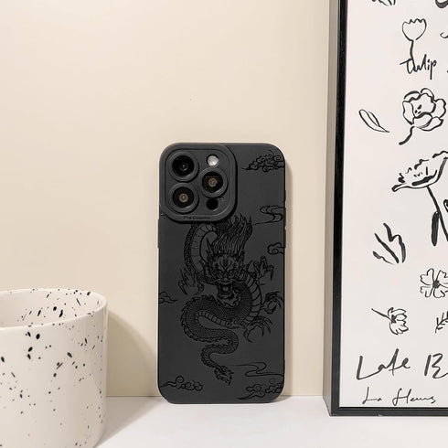 Compatible for iPhone 14 Pro Max Case Cute Cool Dragon Black Design for Girls Women Soft TPU Shockproof Protective Girly for iPhone 14 Pro Max-Dra...