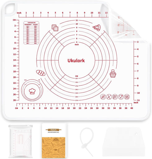 2024 Upgrade Silicone Baking Pastry Mat with Cutter,4mm High Edge&Non-slip&Non-stick Dough Rolling Kneading Mat,Fondant/Crust Mat,Kitchen Counter ...