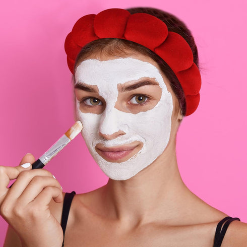 VELSCRUN 3 Pcs Spa Headband, Makeup Headband, Face Wash Headband, Skincare Headbands, Red Velvet Puffy Sponge Hair Band Bow Tie Bubble Spa Headban...