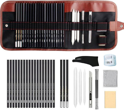 Sketching Pencil Set?32pcs Sketch Drawing Pencil Set ?Complete Artist Kit Includes Graphite Pencils,Charcoal Pencils, Paper Erasable Pen, Sketch P...