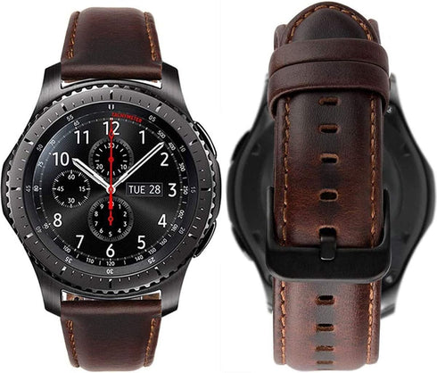 Leather Watch Band compatible with Samsung Galaxy Watch 3 45mm/Watch 46mm/Gear S3 Frontier/S3 Classic Replacement Bands,22mm Quick Release Wristba...