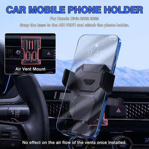 Karltys Car Phone Holder ONLY for Honda Civic 2022 2023 2024 Accessories, 11th Gen. Civic Cell Phone Mount for 4-7 Inch Phones, Hands Free Thick C...