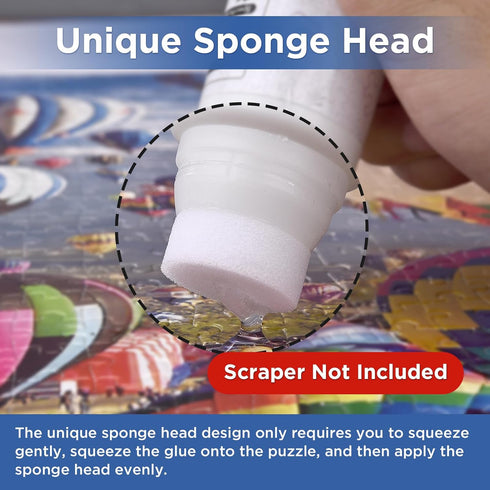 YAKAMOZ Updated Jigsaw Puzzle Glue with New Sponge Head for Adults and Children Clear Water-Soluble Special Craft Puzzle Glue Quick Dry for 1000/1...