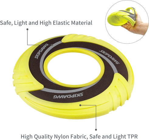 SKIPDAWG Interactive Dog Tug Toy, Dog Flying Disc Dog Water Toy Non-Toxic Light TPR/Nylon Fabric, Pet Training Toys/Outdoor Exercise Toys for Dogs...