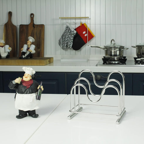 LENITH 304 Stainless Steel Wire Cutting Board Holder, Cutting Board Rack Organizer Kitchen with 2 Sectional...