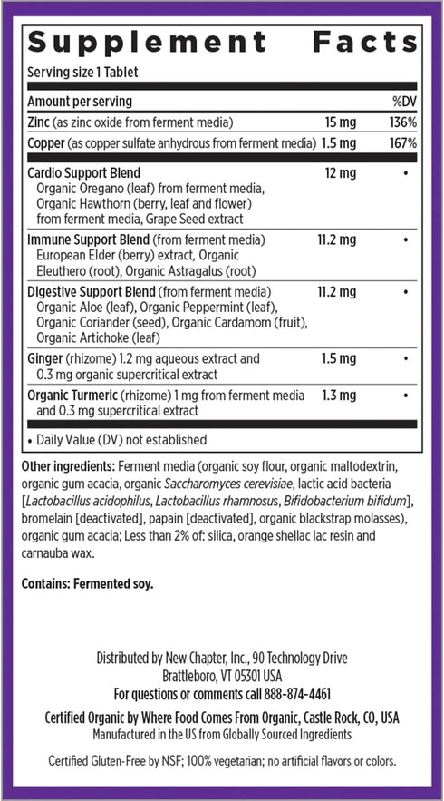 New Chapter Zinc Supplement, Fermented Zinc Complex, ONE Daily for Immune Support + Skin Health + Non-GMO Ingredients, Easy to Swallow & Digest, 3...