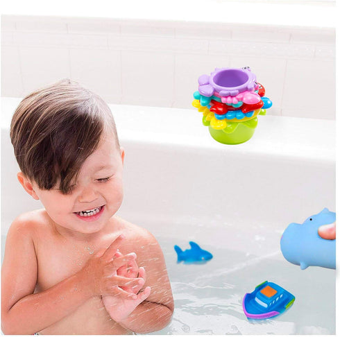 INNOCHEER Baby Bath Toys for Water Table, Toddler Water Toys with Mold Free Bath Toys Stacking Cups, Quick Dry Organizer Net, 13 Pcs Water Table T...