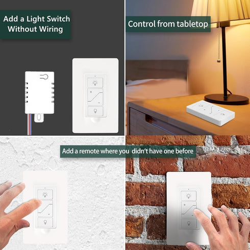 Smart Wireless Light Switch, Dimmer Switch & Receiver Kit No Wiring Wireless Remote Control Switch,Remote & Voice Control,Bluetooth Work with Amaz...