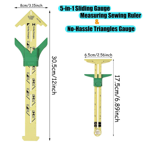 YEQIN 2 Pieces Sliding Gauge Quilting Sewing Measuring Tools Plastic T Gauge for Sewing Quilting, 2 Different Size...