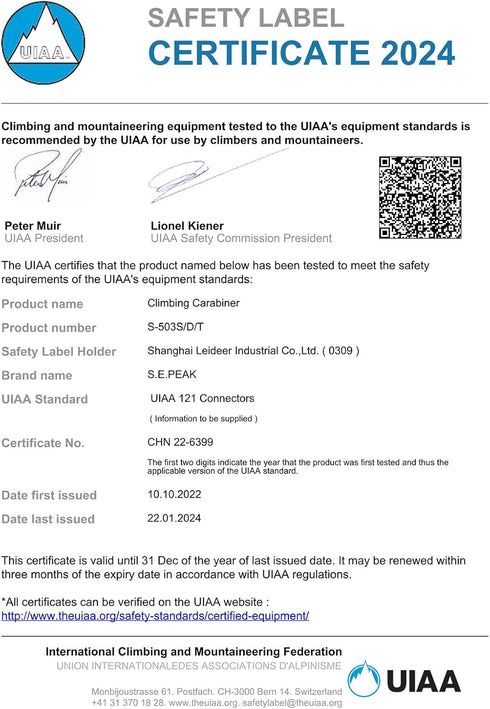 SEPEAK UIAA 30kN Locking Climbing Carabiner, Professional Heavy Duty Screwgate Clip for Outdoor Climbing, Mountaineering, Rappelling, Camping, Hik...