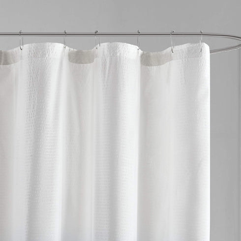 Madison Park Ara Shower Curtain, Seersucker Design Ombre Print, Modern Bathroom Decor, Machine Washable, Fabric Privacy Screen, 72x72, Grey...