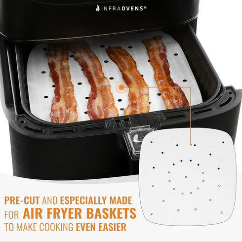 Air Fryer Parchment Paper Liners Compatible with Chefman, Cosori, Dash, Nuwave®, Philips and more | Bleached Square Perforated Air Fryer Liners fo...