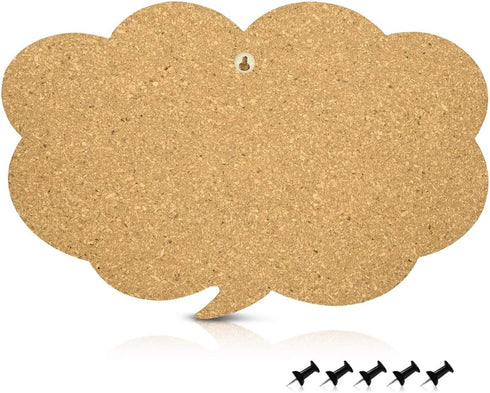 Navaris Cork Board Bulletin Board - Thought Bubble Design 11 x 17 in, includes 5 Pins - Message Noticeboard Memo Shape Display Pinboard...