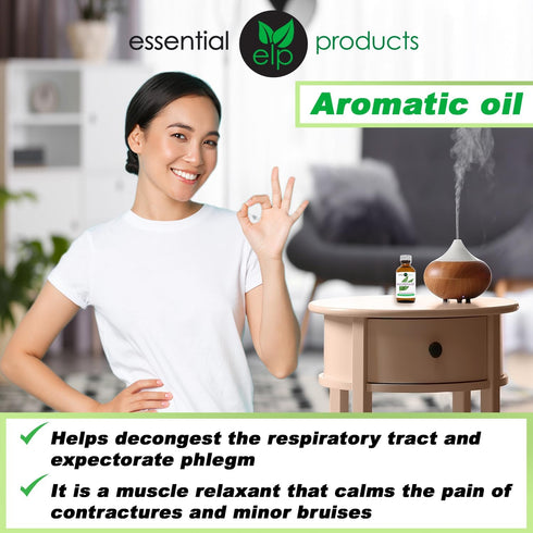 ELP Pure Eucalyptus Essential Oil - Pure and Natural, for Aromatherapy, Massage, Topical & Household Uses - 2 fl oz...