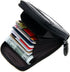 RFID Blocking Genuine Leather Mini Credit Card Case Organizer Compact Wallet with ID Window - Black...