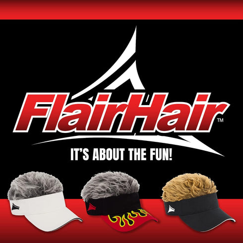 Flair Hair Sun Visor Cap with Fake Hair, Grey Hair with Royal Blue Adjustable Baseball Hat, Royal Blue...