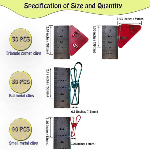 100PCS,Triangle Corner Paper Clip,Prevent Books Curling,Paper Binder Clips,Stainless Paper clips,mini binder clips,Snack Bag Chip Clips,30PCS Corn...