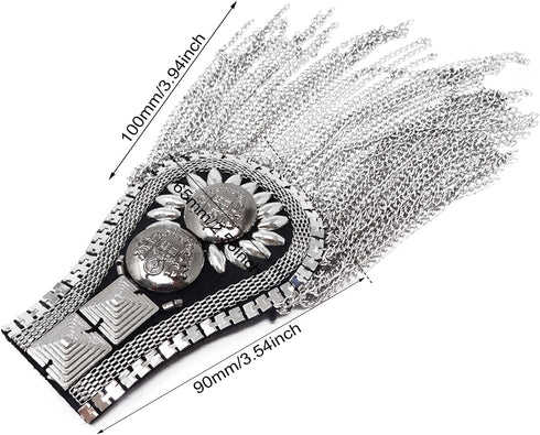 Honbay 1 Pair of Metal Tassel Chain Shoulder Epaulets Shoulder Boards Badge Fixed with Pins for Men and Women...