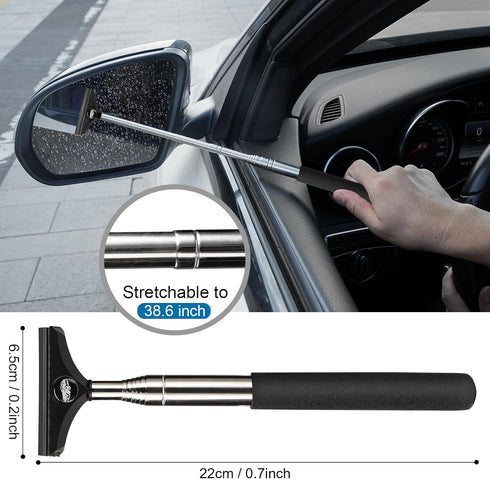 Mini Side Mirror Squeegee + Car Cleaning Brush, 2PCS Small Car Tools Kit, Car Essentials for Women Men Teens, New Car Must Haves Things, Car Truck...