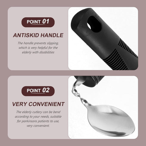 Weighted Utensils for Hand Tremors Angled Adaptive Utensils 4Pcs Self Eating Utensils Curved Cutlery Utensil...
