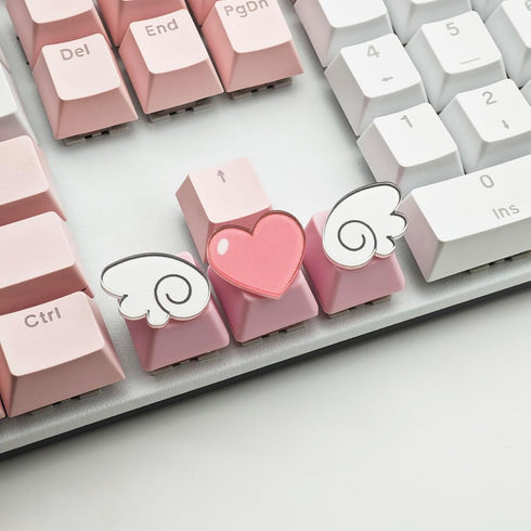 Personalized Cute Pink Keycaps,Love Heart and Wings Keycaps,Compatible with Cherry MX Switches Mechanical Keyboard (3 Keys OEM R4 Profile)...