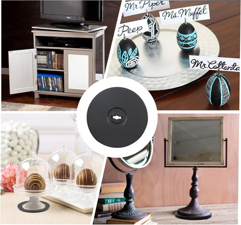 4 Inch Acrylic Turntable Organizer, 2 Pcs Black 360 Degree Rotation Round Turntable for Kitchen Pantry Table Countertop Cabinet Decorating...