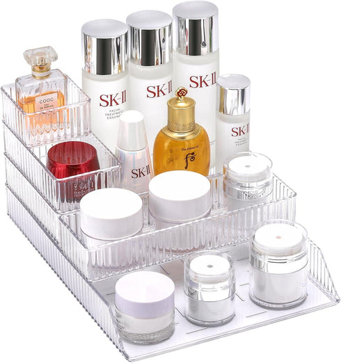 acDesign 5-Piece Stackable Clear Drawer Organizer Set, 5-Size Vanity Drawer Organizers, Plastic Desk Drawer Organizer Trays for Bedroom, Kitchen, ...