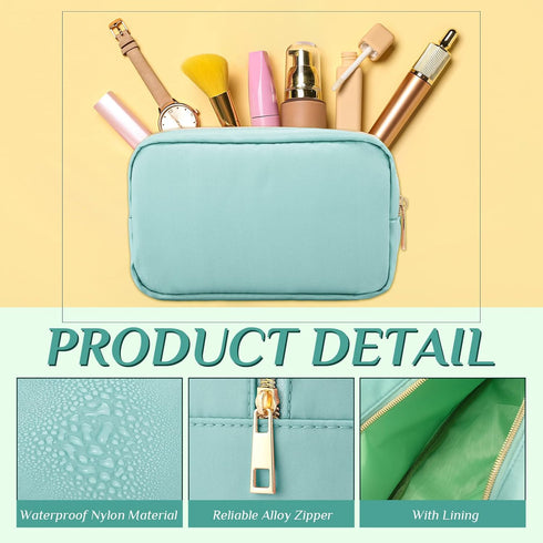 Hillban 4 Pieces Travel Nylon Makeup Bag Set Preppy Cosmetic Bag Nylon Cosmetic Zipper Pouches Travel Toiletry Bag for Women Girls for Toiletries ...