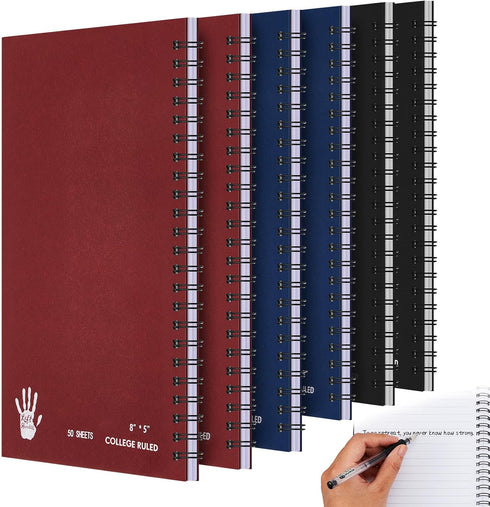 6 Pack Small Left Handed Notebook 8"x5" Lefty Spiral Notebooks Lefty Wire Bound Mini Notebook 50 Sheets College Wide Ruled Paper Journal for Schoo...