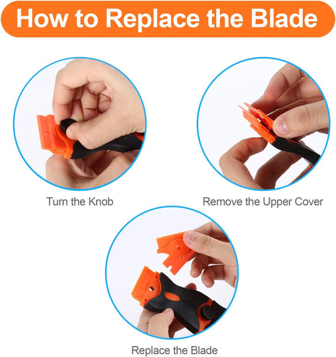2PACK Razor Blade Scraper, 2-in-1 Scraper Tool with 12Pcs Plastic Blades and 7Pcs Metal Blades, Multi-Purpose Cleaning Razor Scraper for Decals, S...