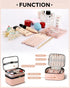 Cosmetic Bags for Women Clear Leather Double Layer Makeup Bag - Large Travel Skincare Bag For Travel Organizer Toiletry Bag - Pink...