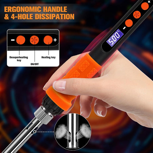 Soldering Iron Kit, 90W LED Display Adjustable Temperature Soldering Iron Automatic Sleep Mode Soldering Gun with 5PCS Tips, Solder Wire, Stand, F...