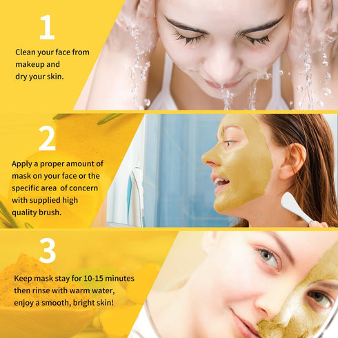 Turmeric Vitamin C Clay Mask, Deep Cleansing Facial Mask, Clay Face Mask Skin Care with Kaolin Clay and Aloe for Pores, Acne, Dark Spots, Hydratin...