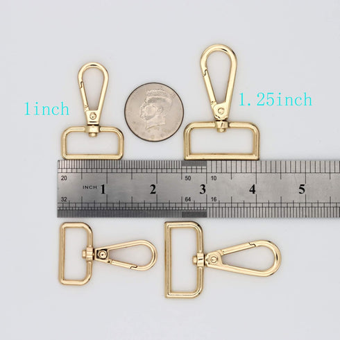 12 Pcs D Ring Swivel Lobster Claw Clasp, Push Gate Snap Hooks Trigger Clips(Gold, 1 1/4 inch)...