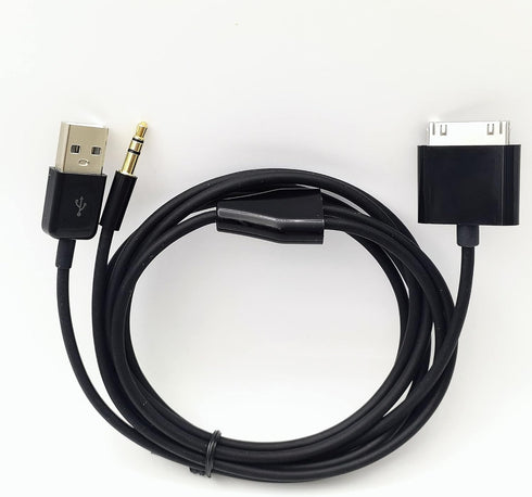 30 Pin to AUX USB, 30 Pin Charger Dock to 3.5mm Car AUX Audio USB Charger Cable Data Sync Transfer & Charging for Phone 3G 4G Pod Touch (Black)......