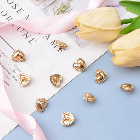 30 Pcs Metal Heart Buttons, Gold Retro Vintage Buttons Heart Metal Buttons Sew on Buttons Embellishments for DIY Crafts, 15mm...