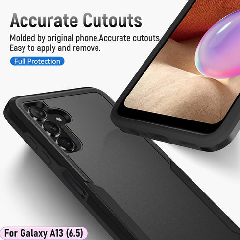 LMDAMZ for Galaxy A13(5G) 6.5 Inch Double Layer Hybrid Military Grade Rugged Shock Resistant Drop Case with 1 PCS Magnetic Car Mount and 2 PCS HD ...