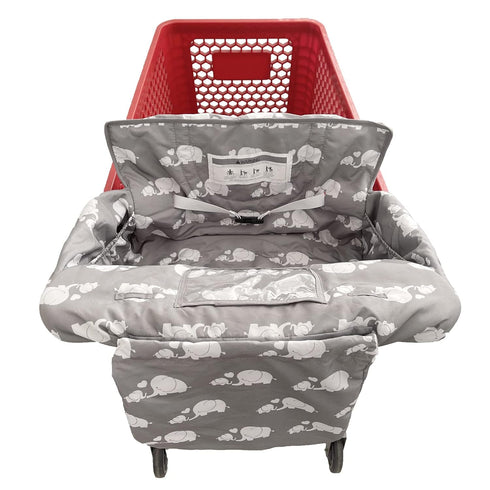 2-in-1 Shopping Cart and High Chair Cover for Baby, Padded Cover, Fold'n Roll Style, Portable with Carry Bag (Gray without Pillow)...