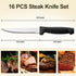 Pleafind 16-Pcs Steak Knives, 8.5 Inch Serrated Knives, Stainless Steel Steak Knives, Meat Knife for Table, Elegant Black Steak Knife Set for Home...
