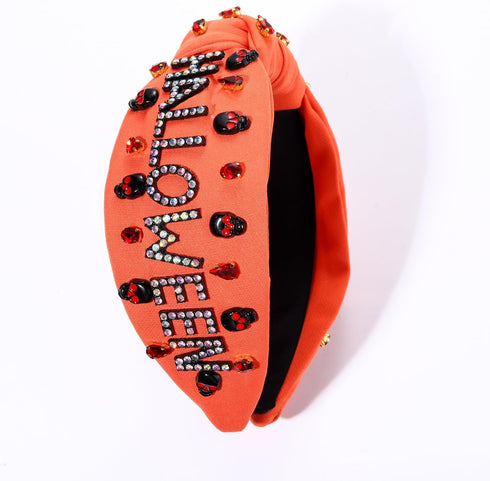 CEALXHENY Halloween Headbands for Women Halloween Accessories Outfits Beaded Boo Pumpkin Ghost Headband Rhinestone Knotted Headbands...