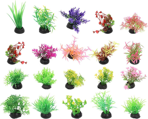 POPETPOP 40 Pcs Fish Tank Landscaping Water Plants Faux Plant Miniatures Mini Plants Artificial Seaweed Aquarium Plants Decors Small Fake Aquarium...