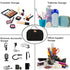 Travel Makeup Bag for Women, PU Leather Waterproof Checkered Cosmetic Bags, Portable Pouch Open Toiletry Bag, Make up Organizer with Handle, Black...